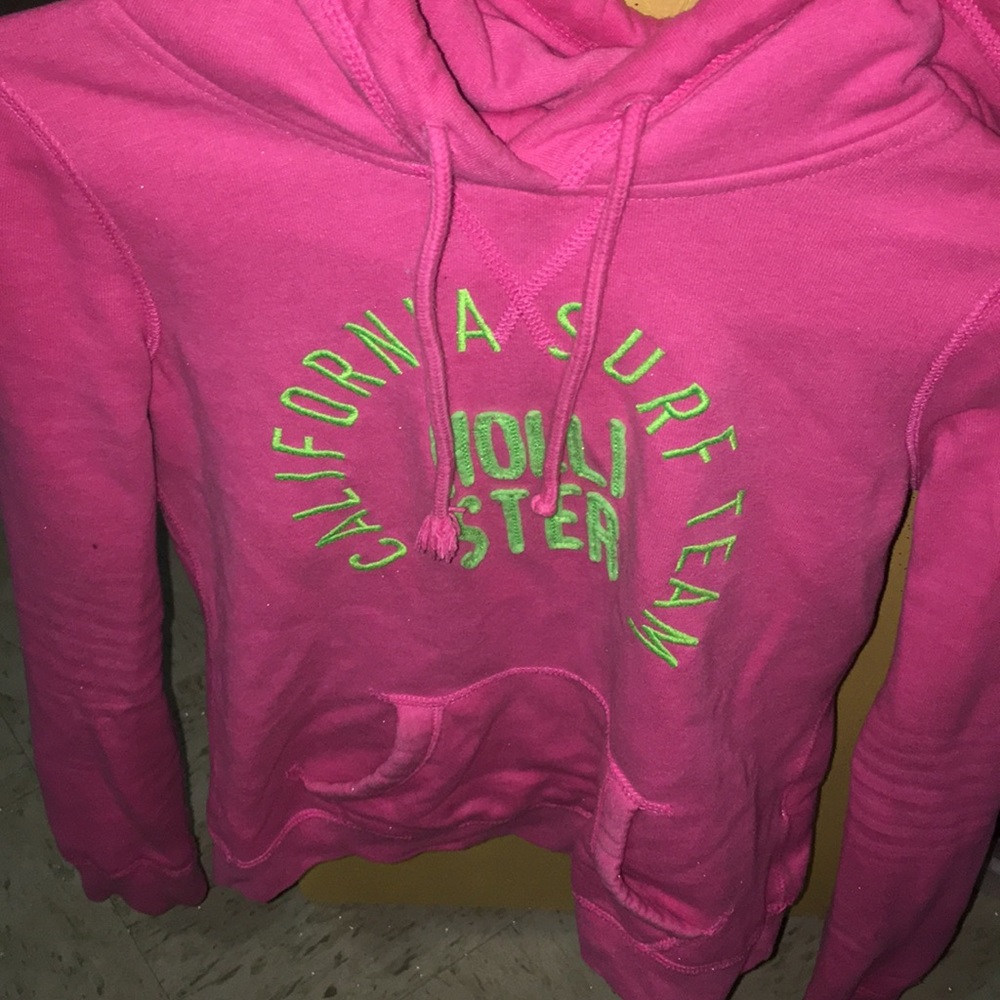 Pink and green hollister hoodie
